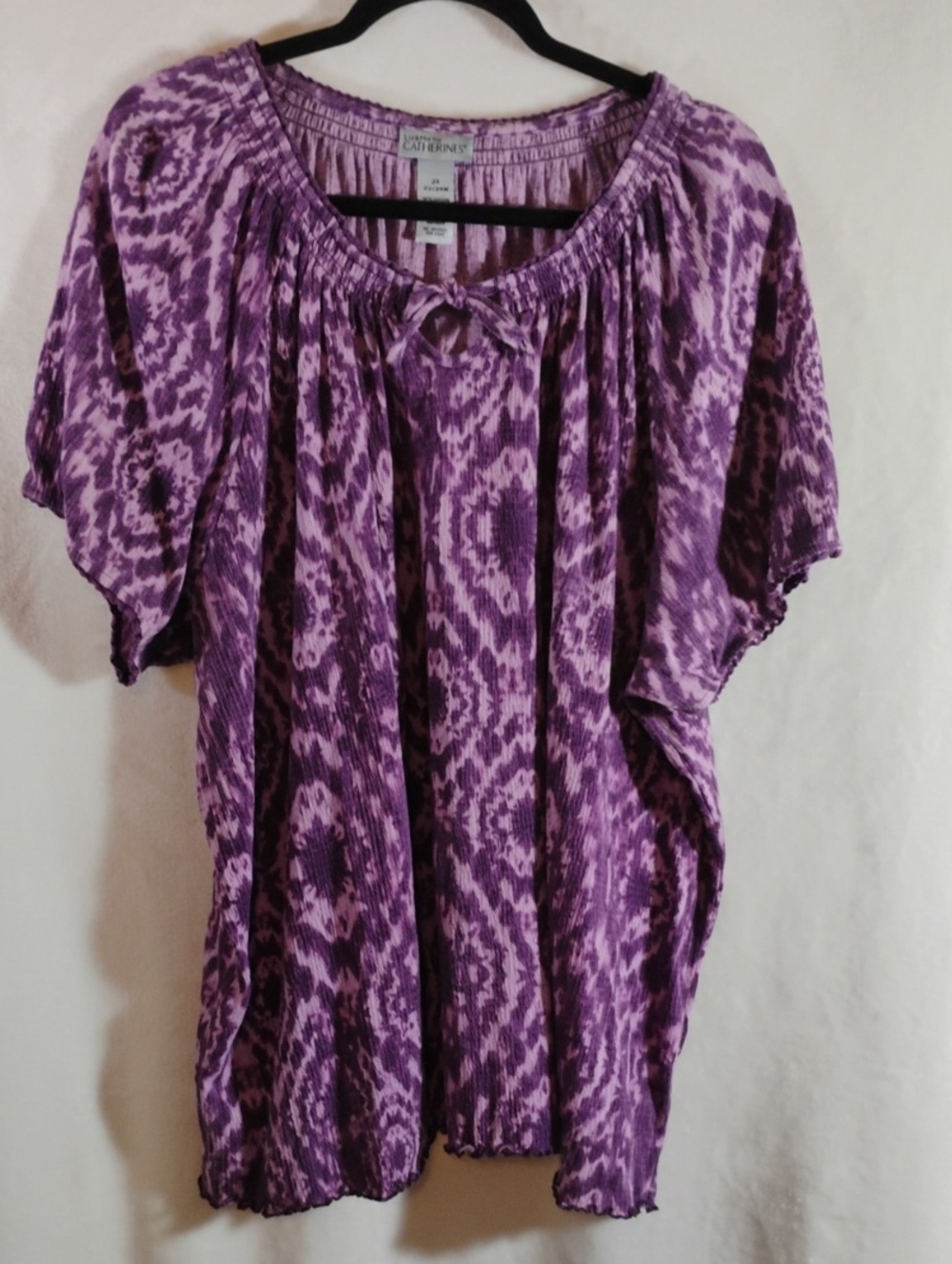 Catherines Purple Tie-Dye Peasant Tunic 2X 22/24W